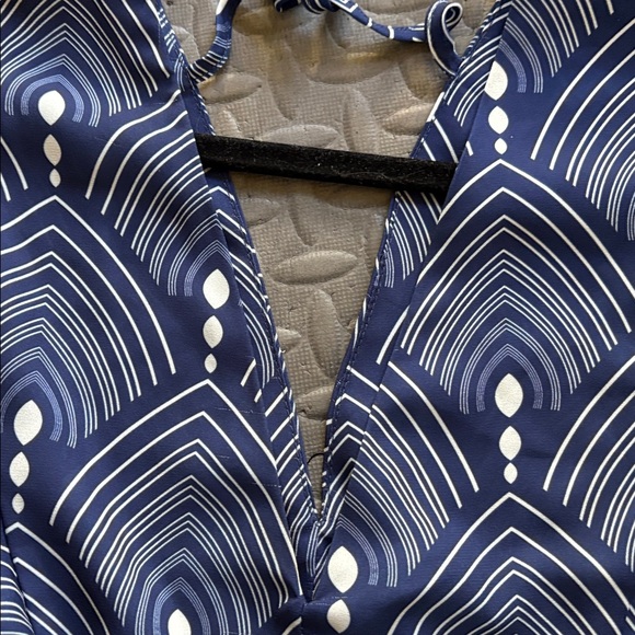 Navy Blue Patterned Dress - Picture 5 of 5